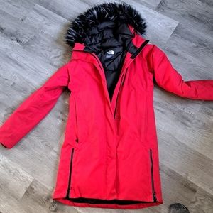 North face goretex jacket. Bright red, women's medium.